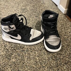 Nike Jordans Kids Black and Silver Sneakers